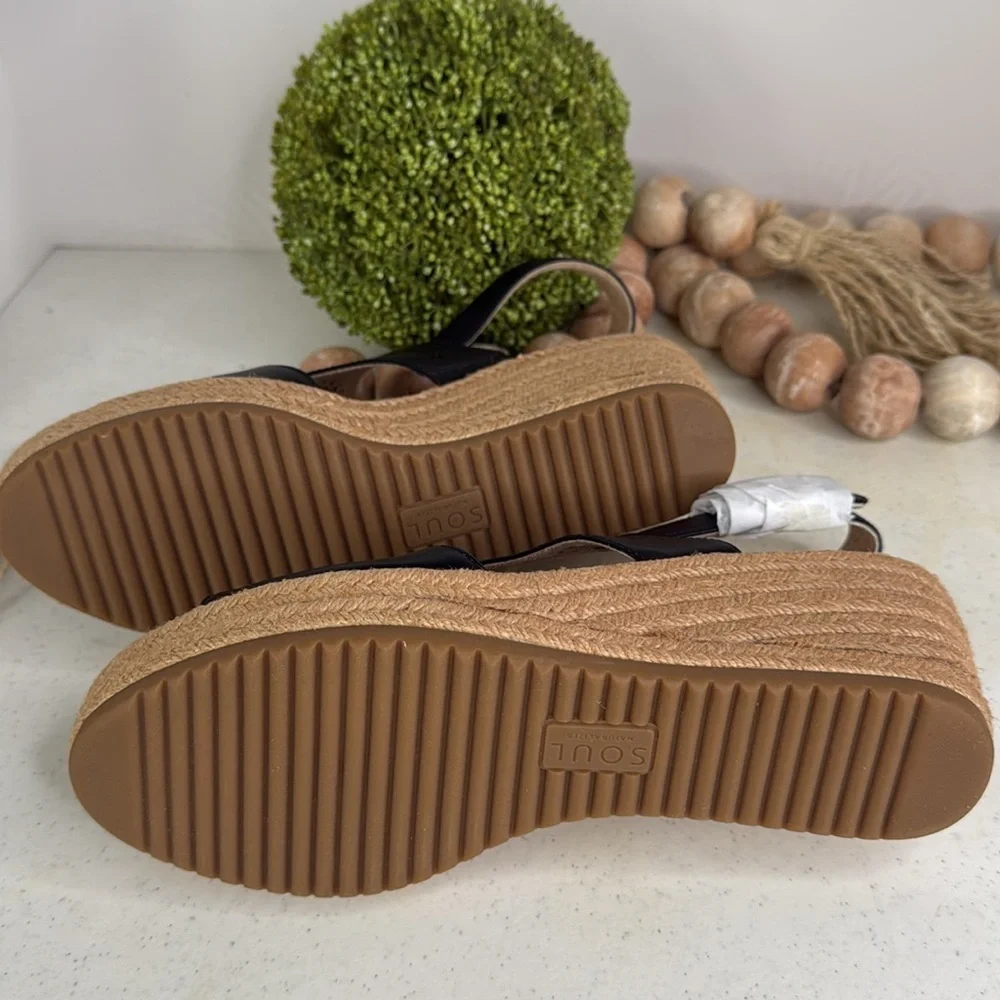 SOUL Naturalizer Ocean Women's Wedge Sandals Sz 11 Black